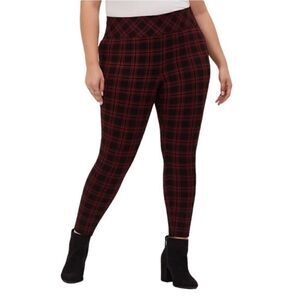 Torrid Plaid Ponte Slim Fix Pixie Pant Red Black